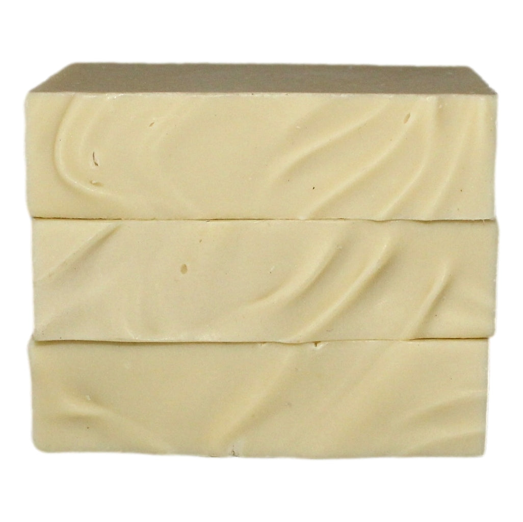 Stack of Real Castile Olive Oil Soap – Fragrance Free bars showing cross-section