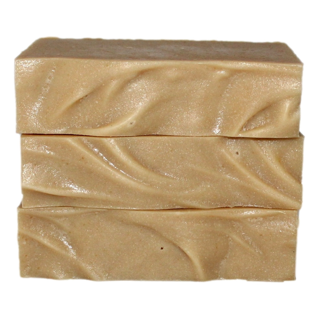Stack of Honey Oat Soap – Fragrance Free bars showing cross-section