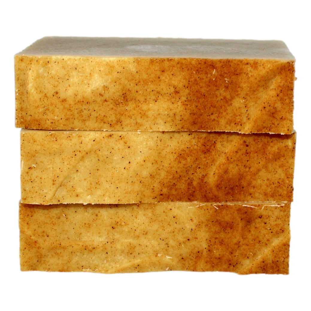Stack of Mesquite Bean Soap bars showing cross-section