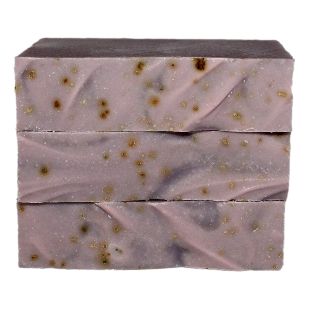 Stack of Passionflower Soap bars showing cross-section