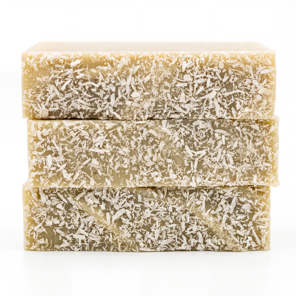 Stack of Let It Snow Holiday Soap bars showing cross-section