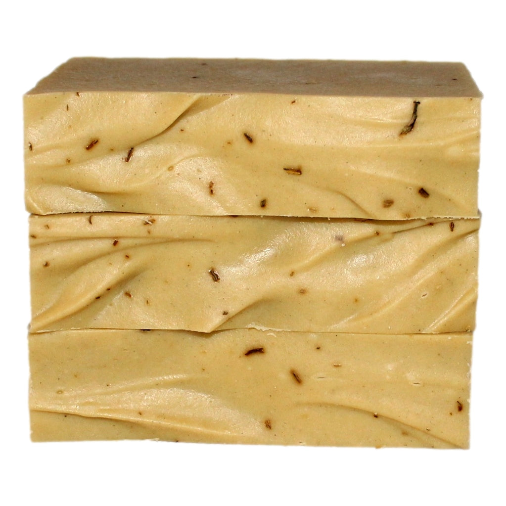 Stack of Sunflower Soap bars showing cross-section