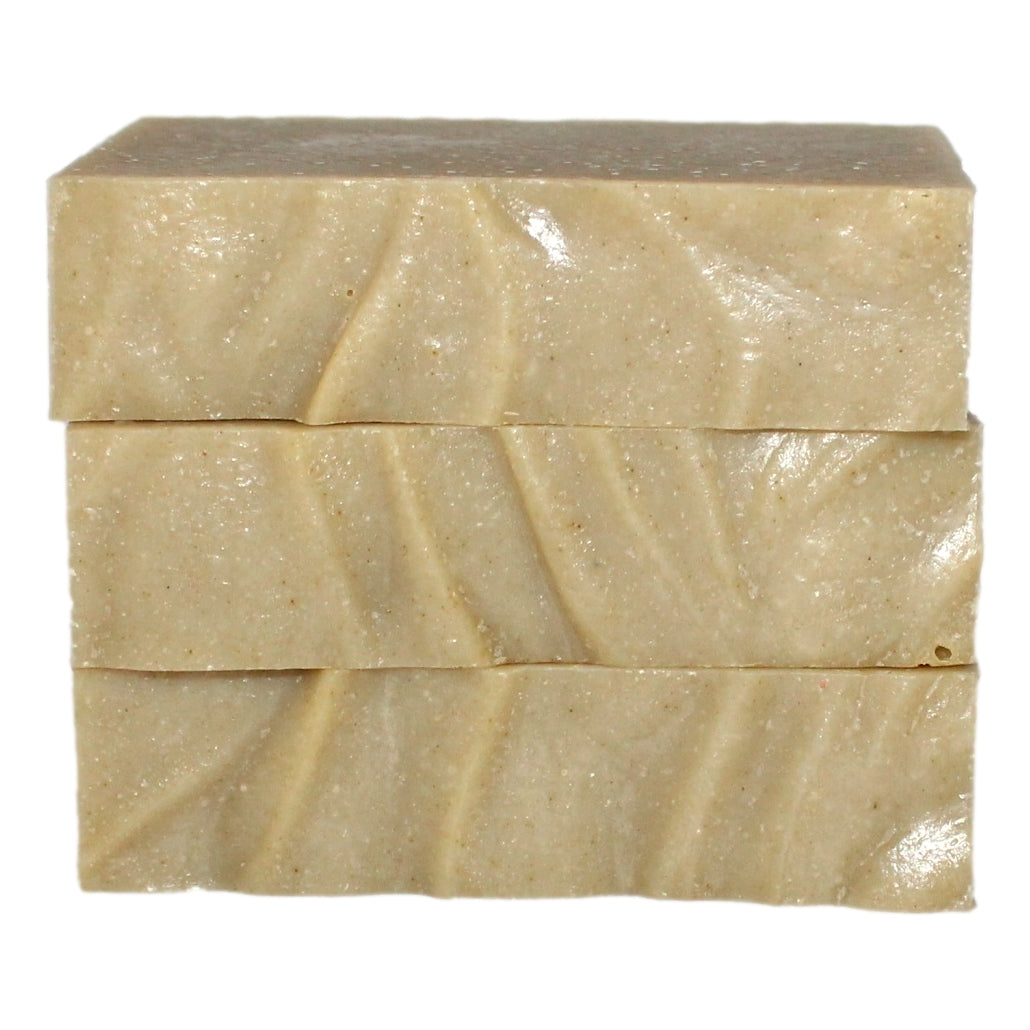Stack of Sweetgrass Soap bars showing cross-section
