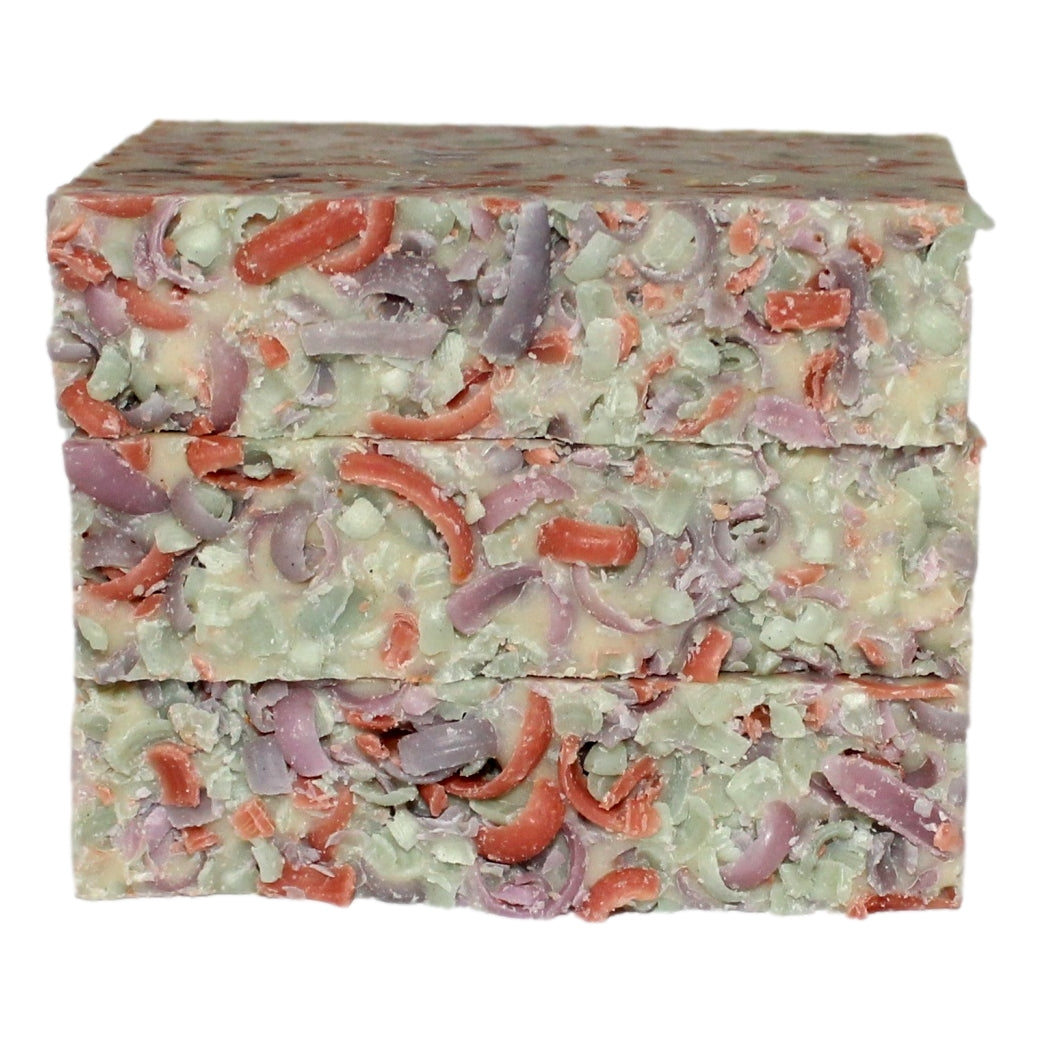 Stack of Wildflower Soap bars showing cross-section