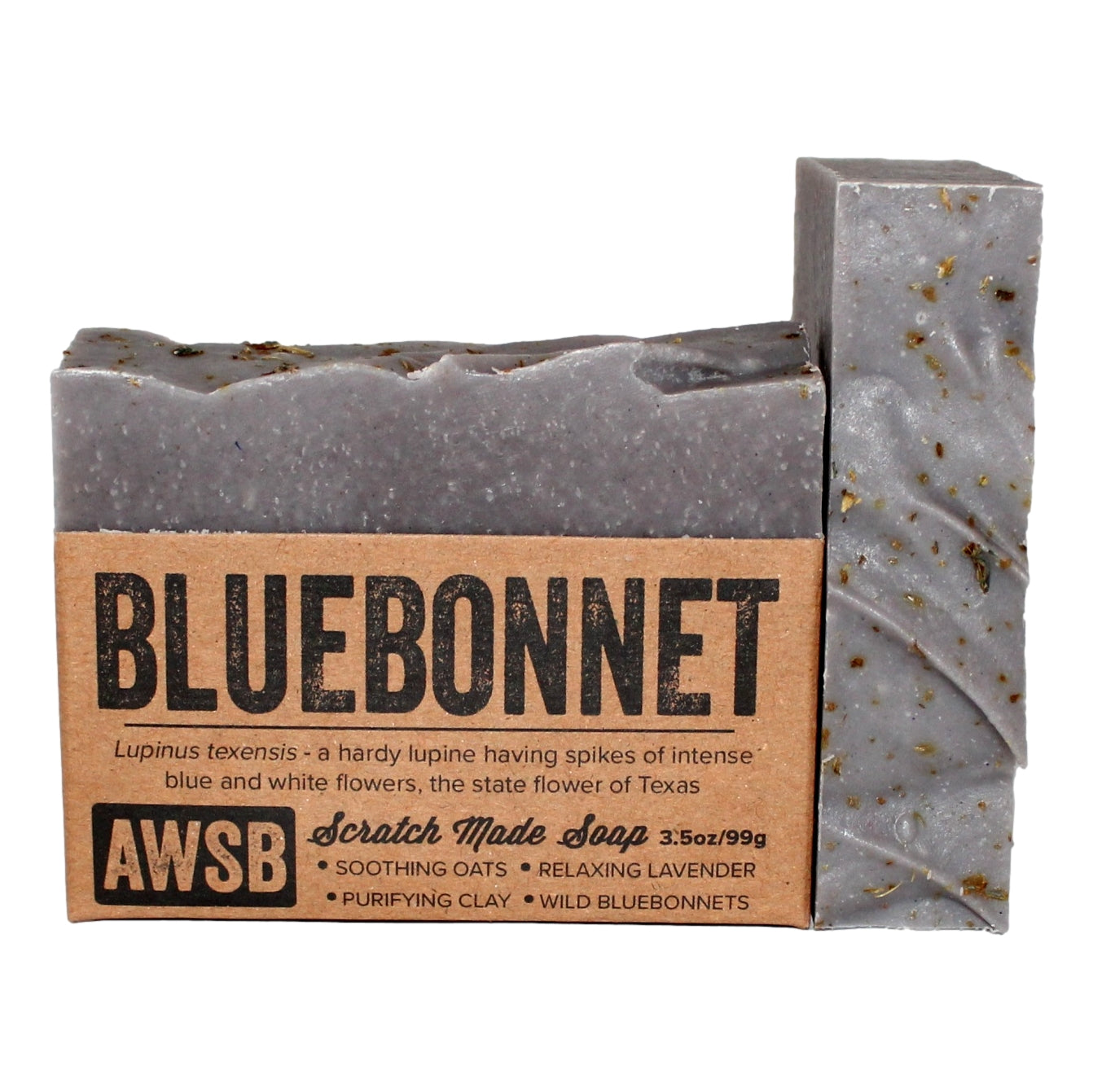 Bluebonnet Soap bar — front view with label