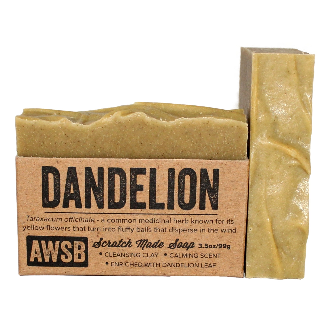 Dandelion Soap bar — front view with label