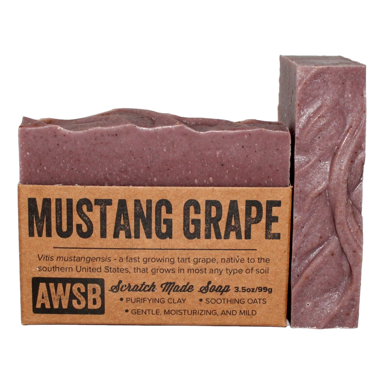 Mustang Grape Soap bar — front view with label