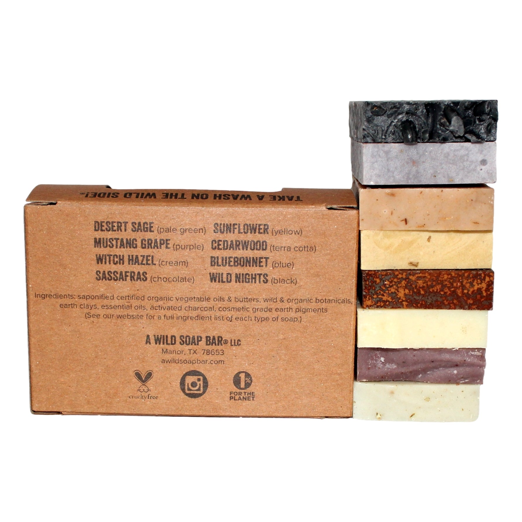 Wild Soap Sampler — back view with soap descriptions