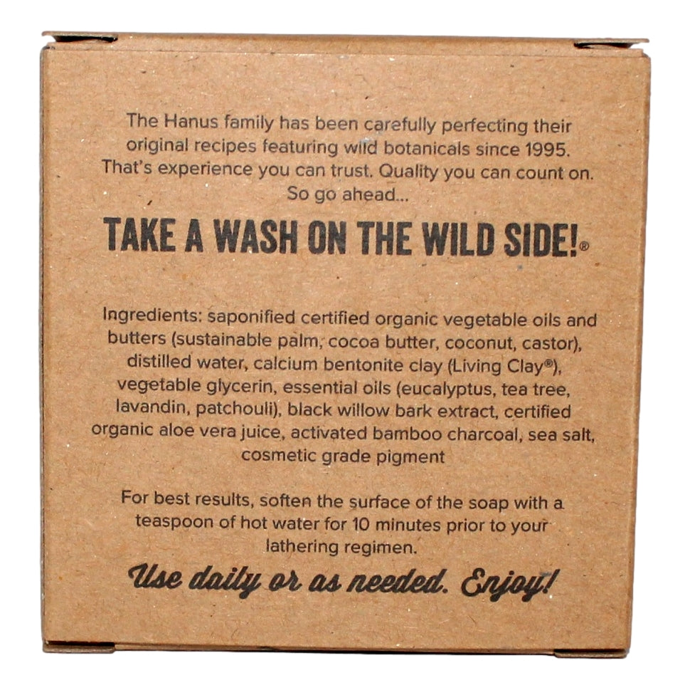 Black Willow Shave Soap bar — back view with ingredients