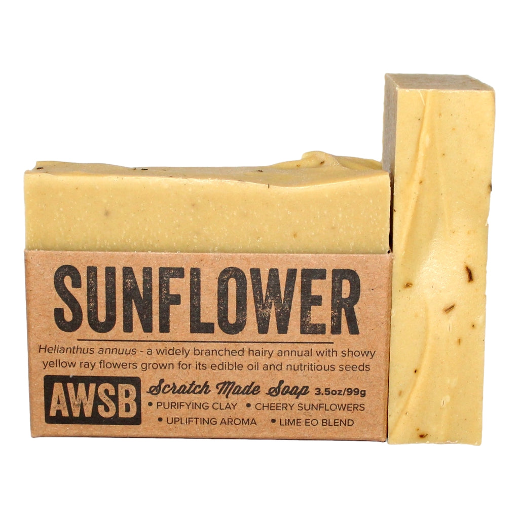 Sunflower Soap bar — front view with label