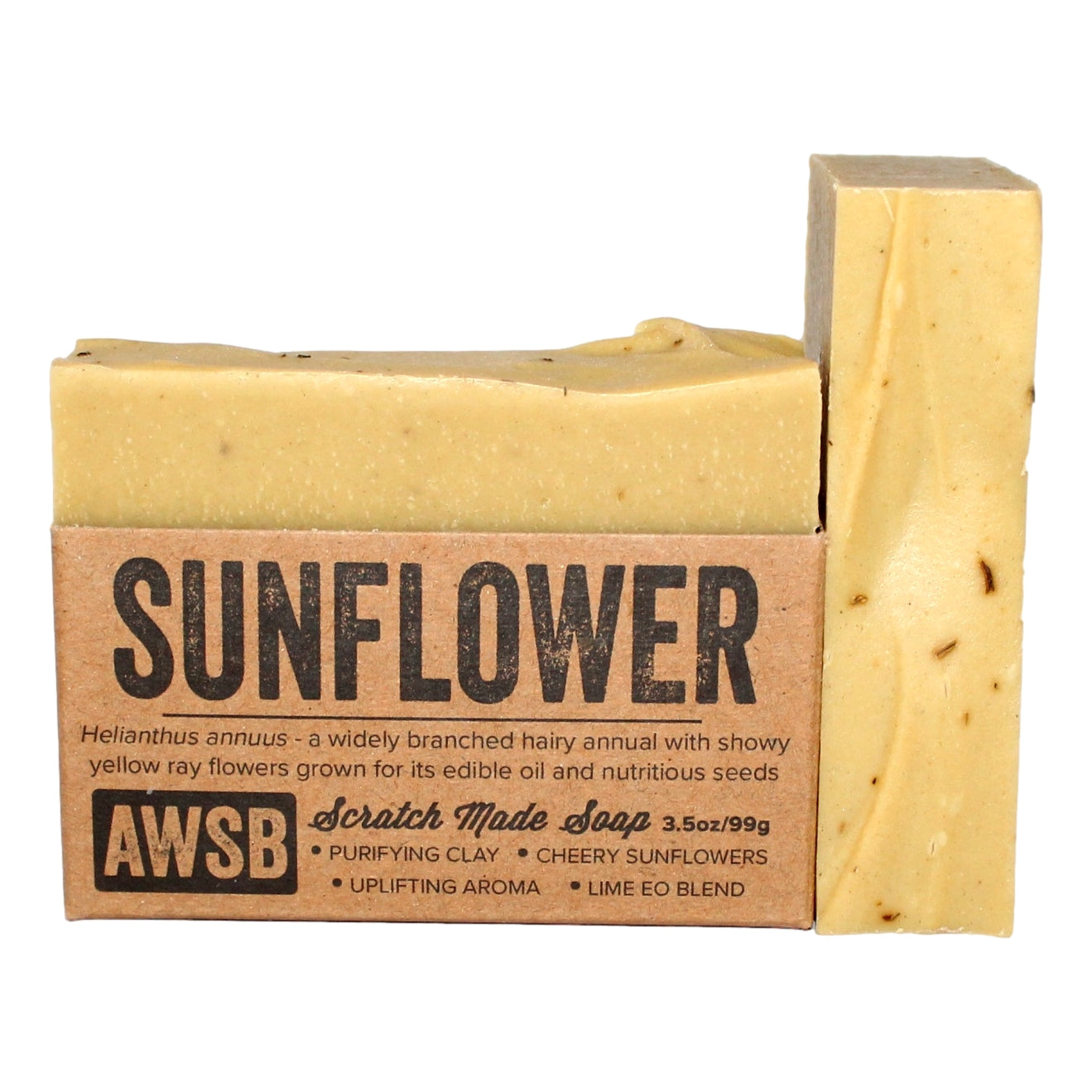 Sunflower Soap bar — front view with label